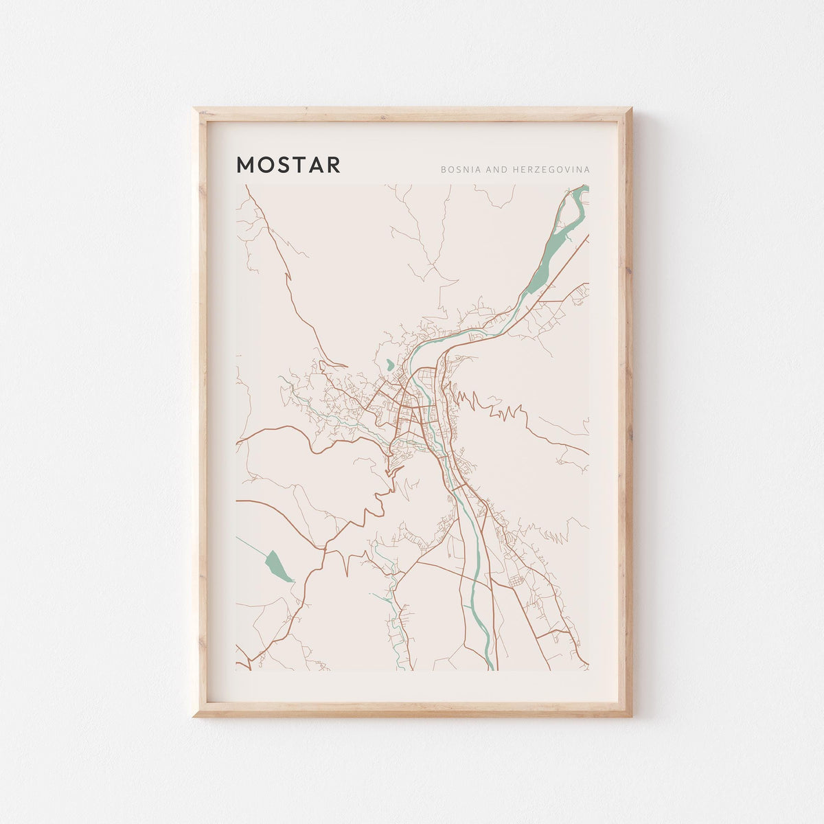 mostar bosnia and herzegovina map poster - image 1