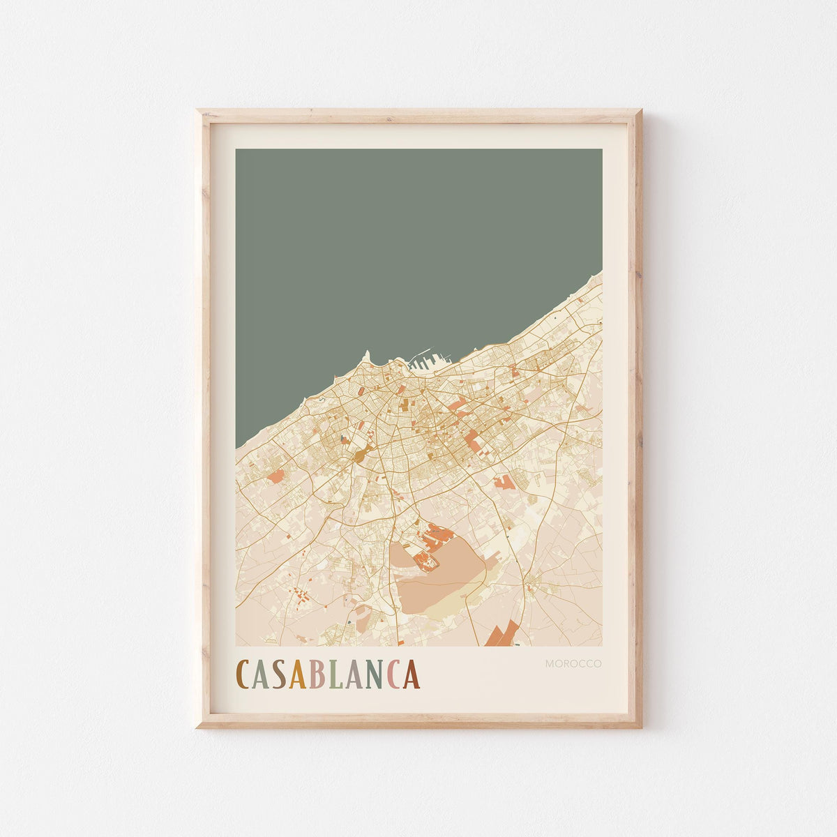 casablanca, morocco map poster - image 1