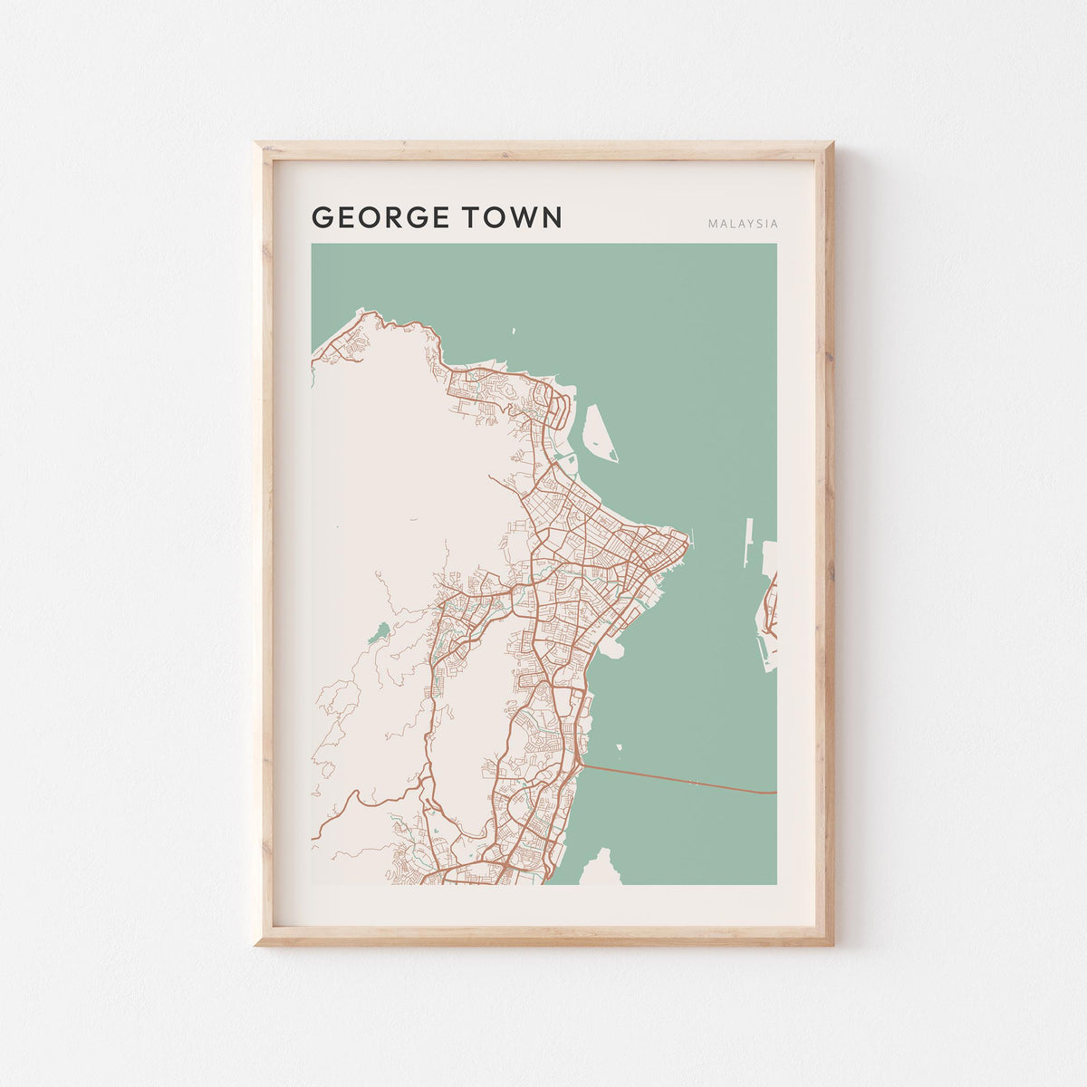 george town, malaysia map poster - image 1
