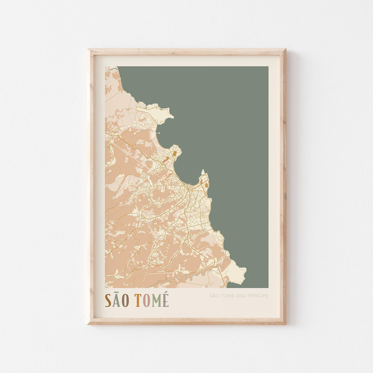 sao tome, sao tome and principe map poster - image 1
