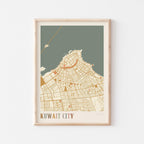kuwait city, kuwait map poster - image 1