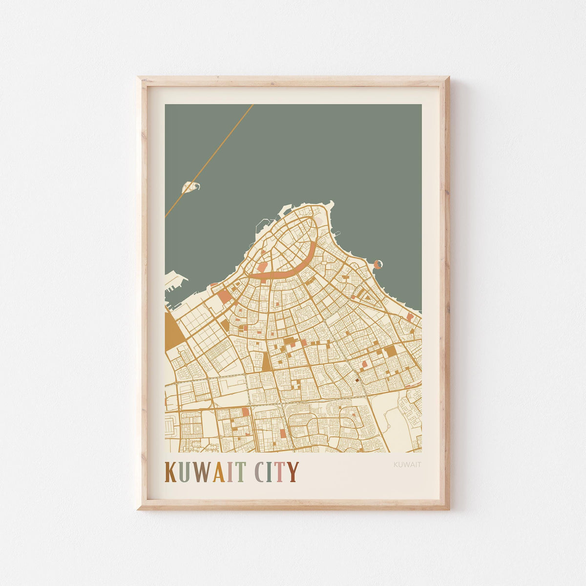 kuwait city, kuwait map poster - image 1