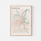 phnom penh, cambodia map poster - image 1