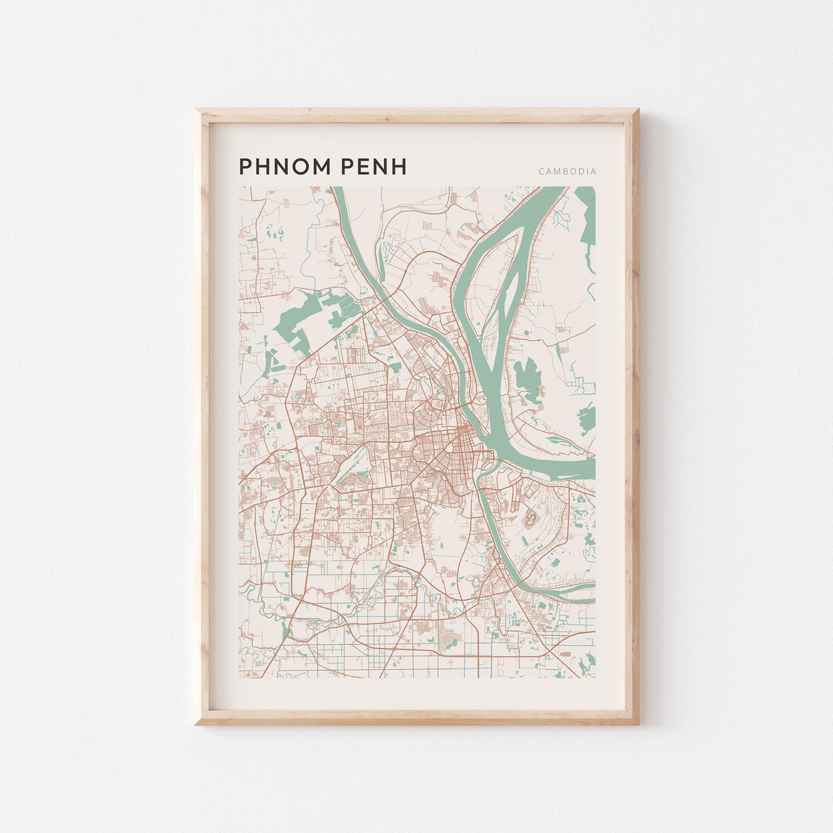 phnom penh, cambodia map poster - image 1