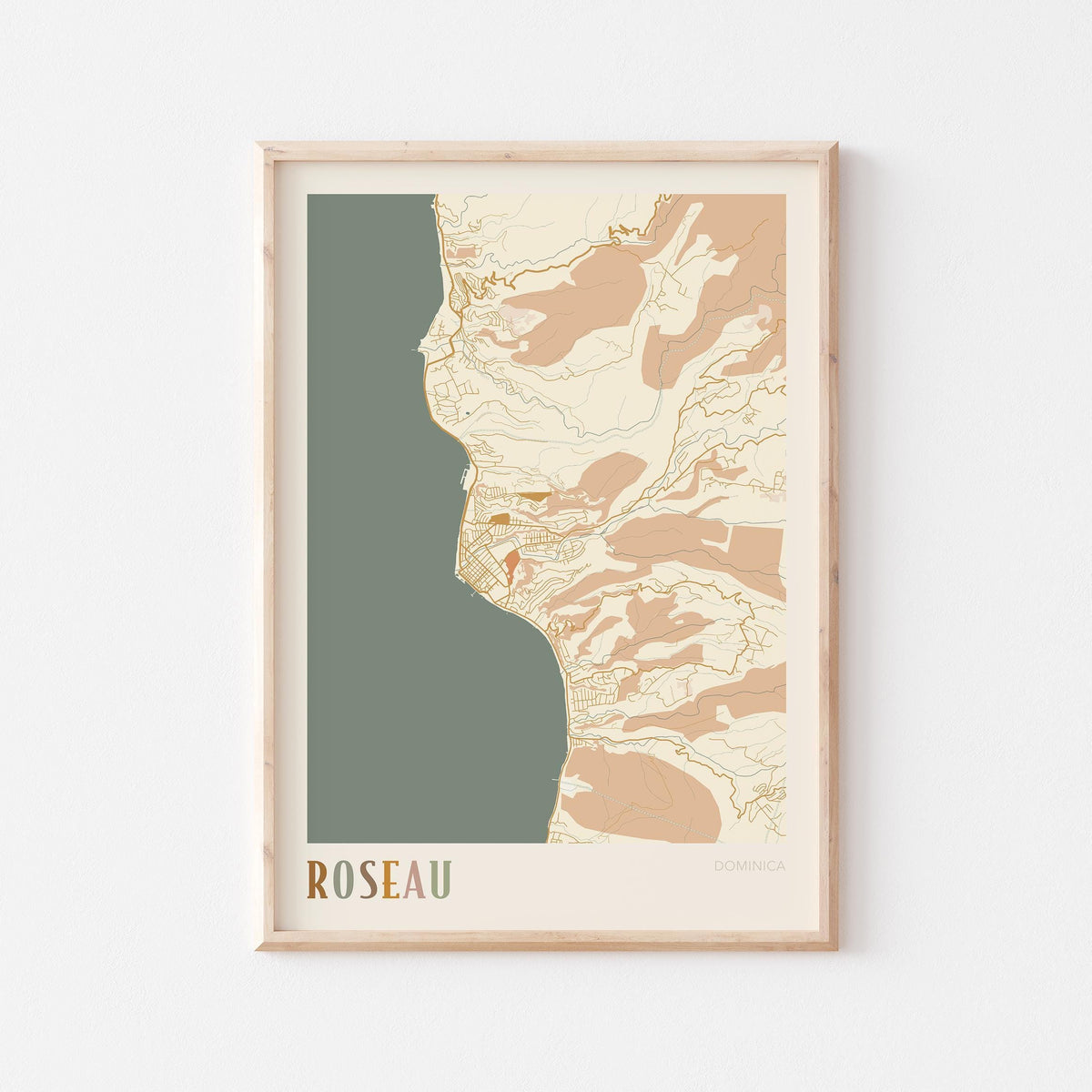 roseau, dominica map poster - image 1