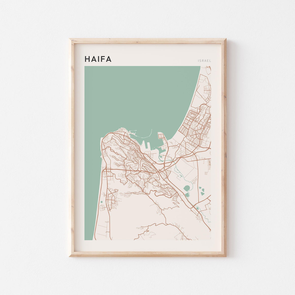 haifa, israel map poster - image 1