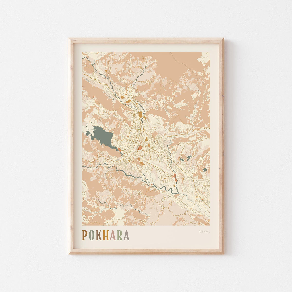 pokhara, nepal map poster - image 1