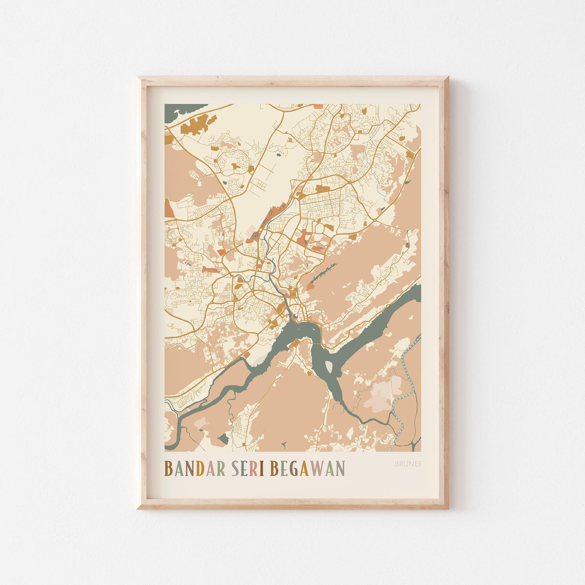 bandar seri begawan, brunei map poster - image 1