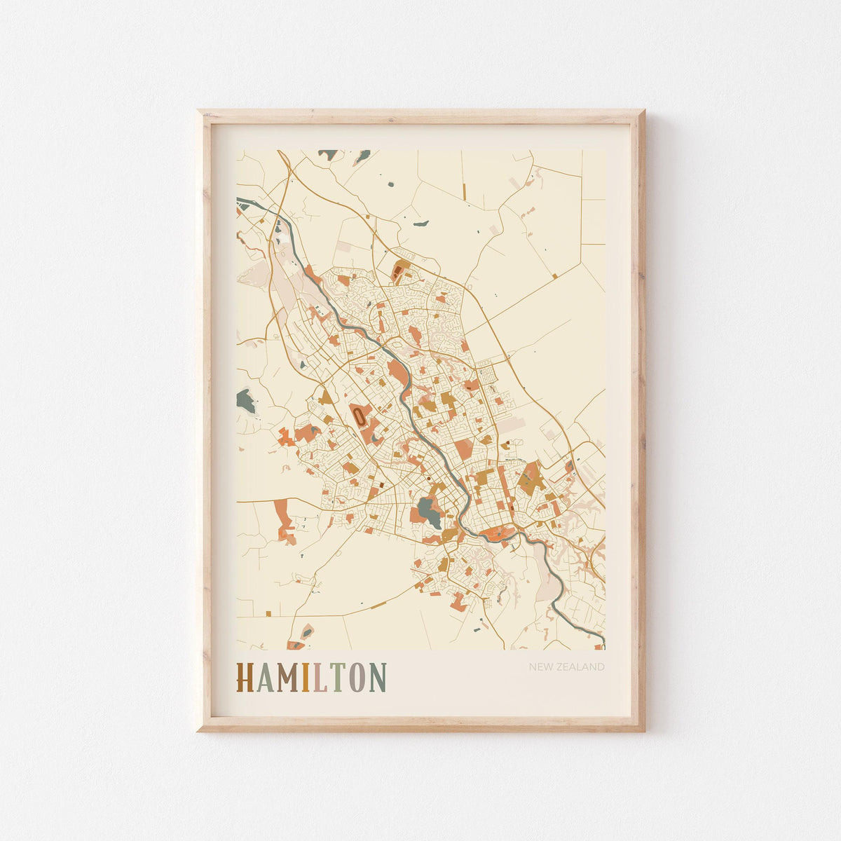 hamilton, new zealand map poster - image 1