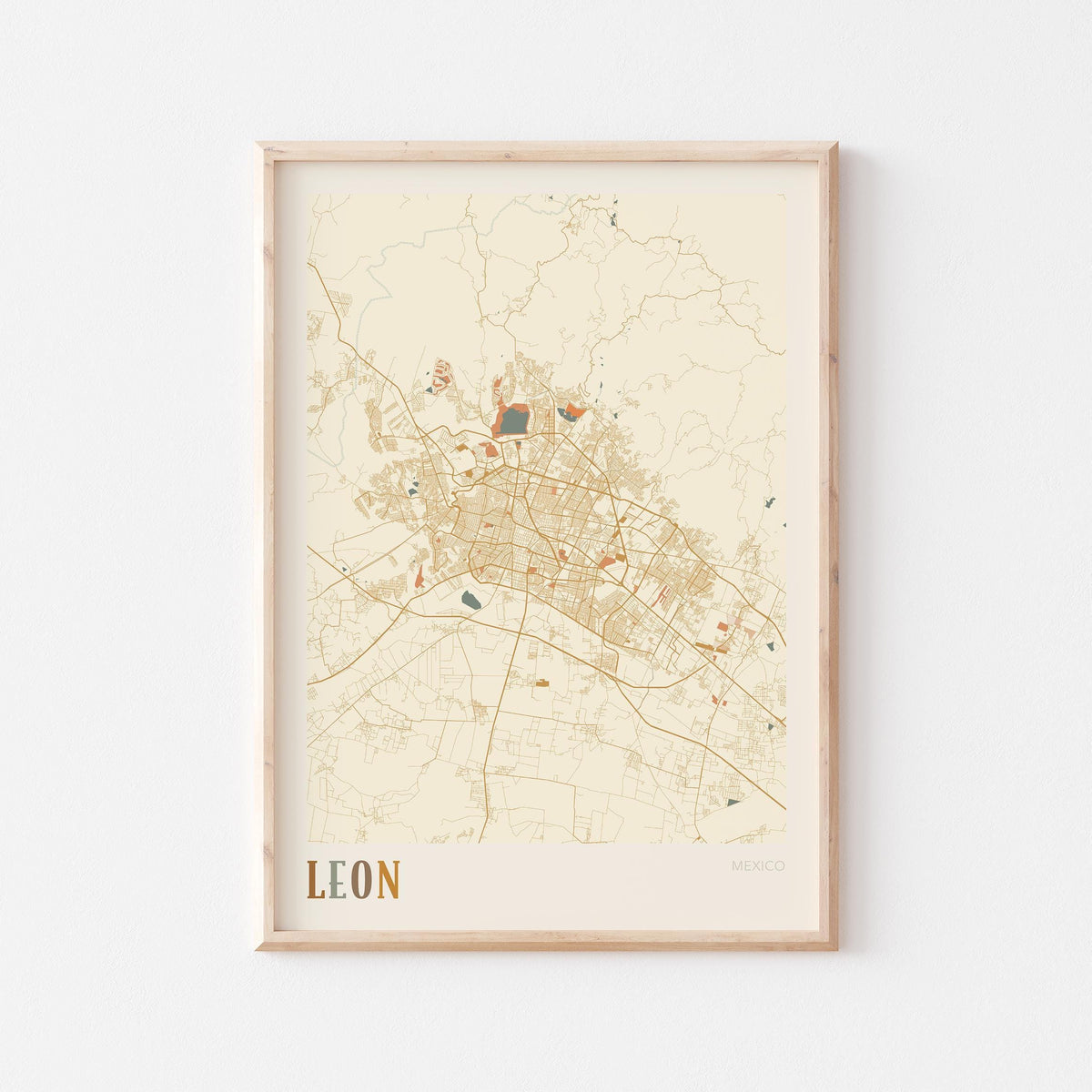 leon, mexico map poster - image 1