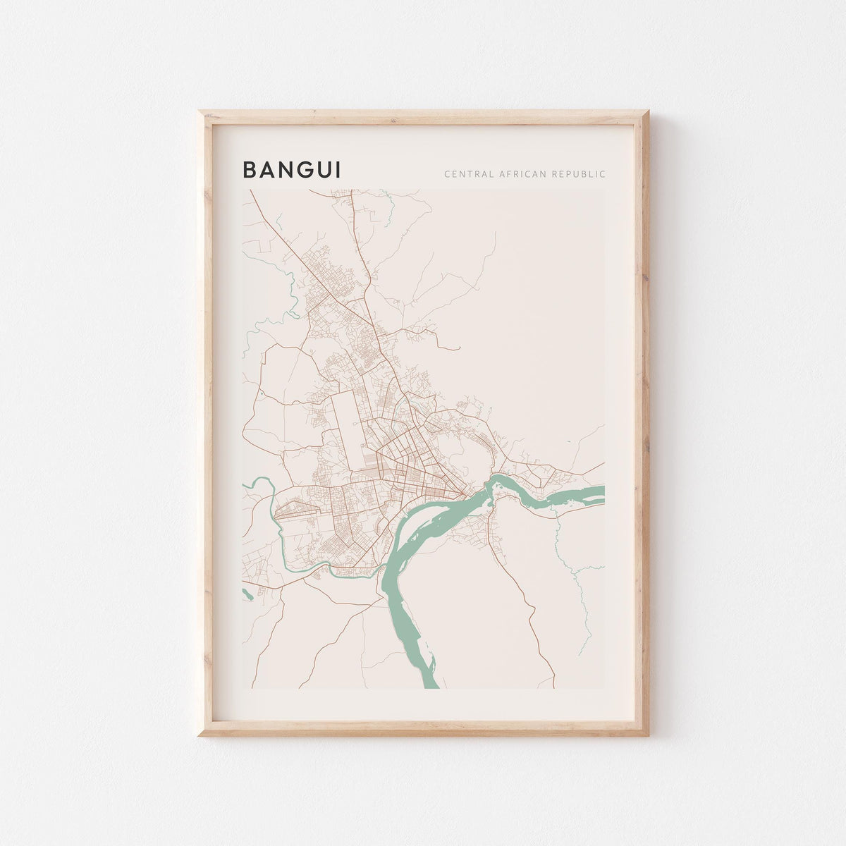 bangui, central african republic map poster - image 1