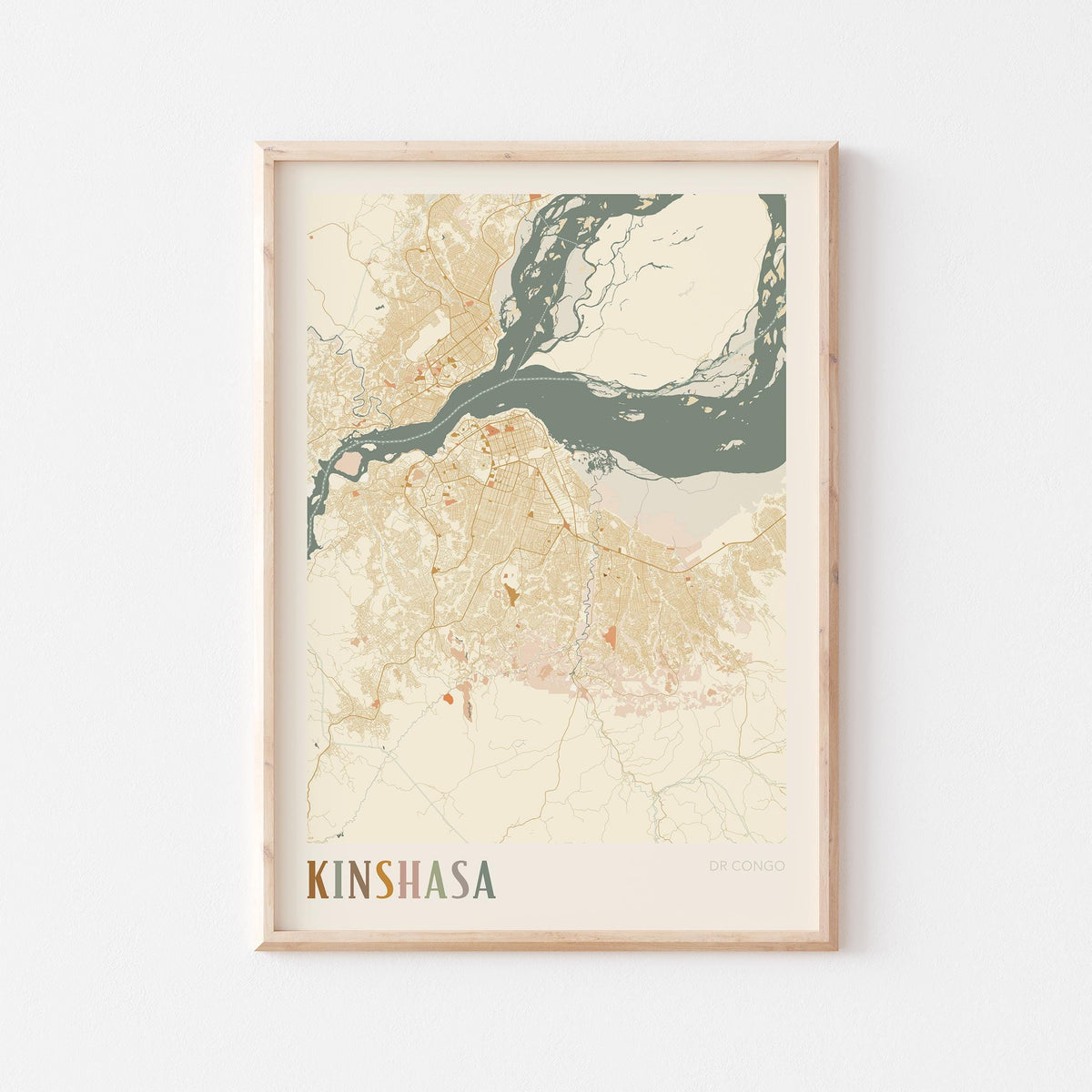 kinshasa, democratic republic of the congo map poster - image 1