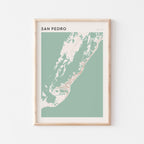 san pedro, belize map poster - image 1