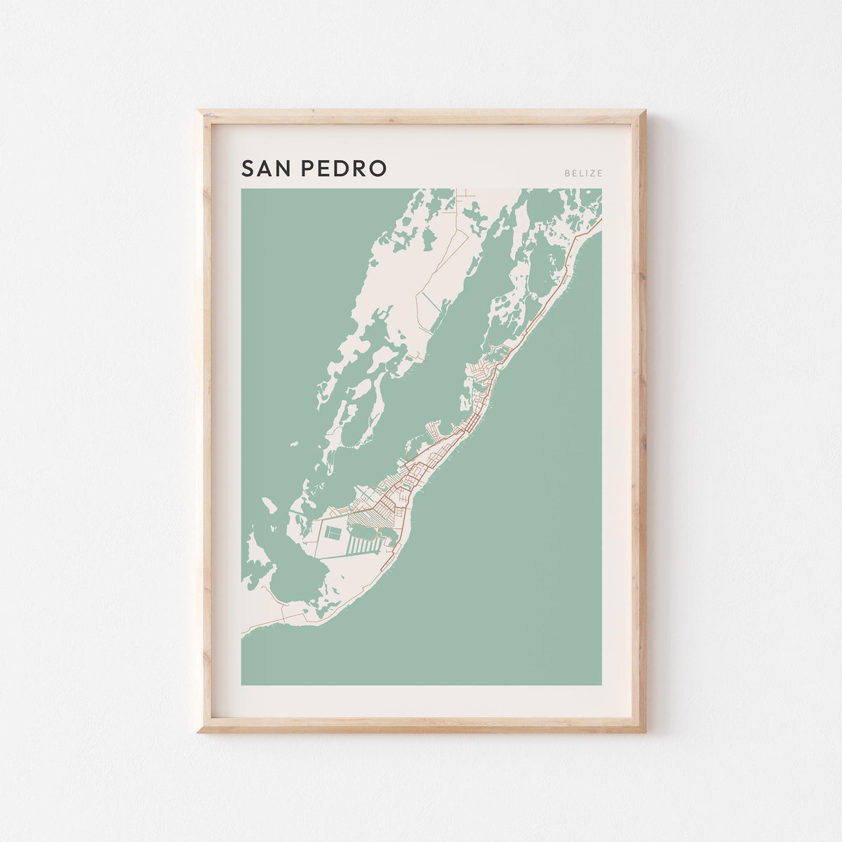 san pedro, belize map poster - image 1