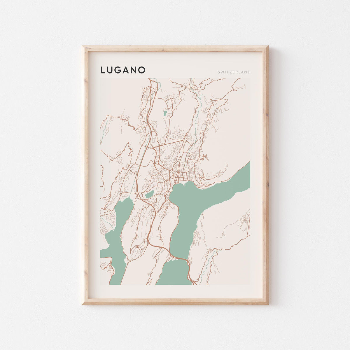 lugano switzerland map poster - image 1