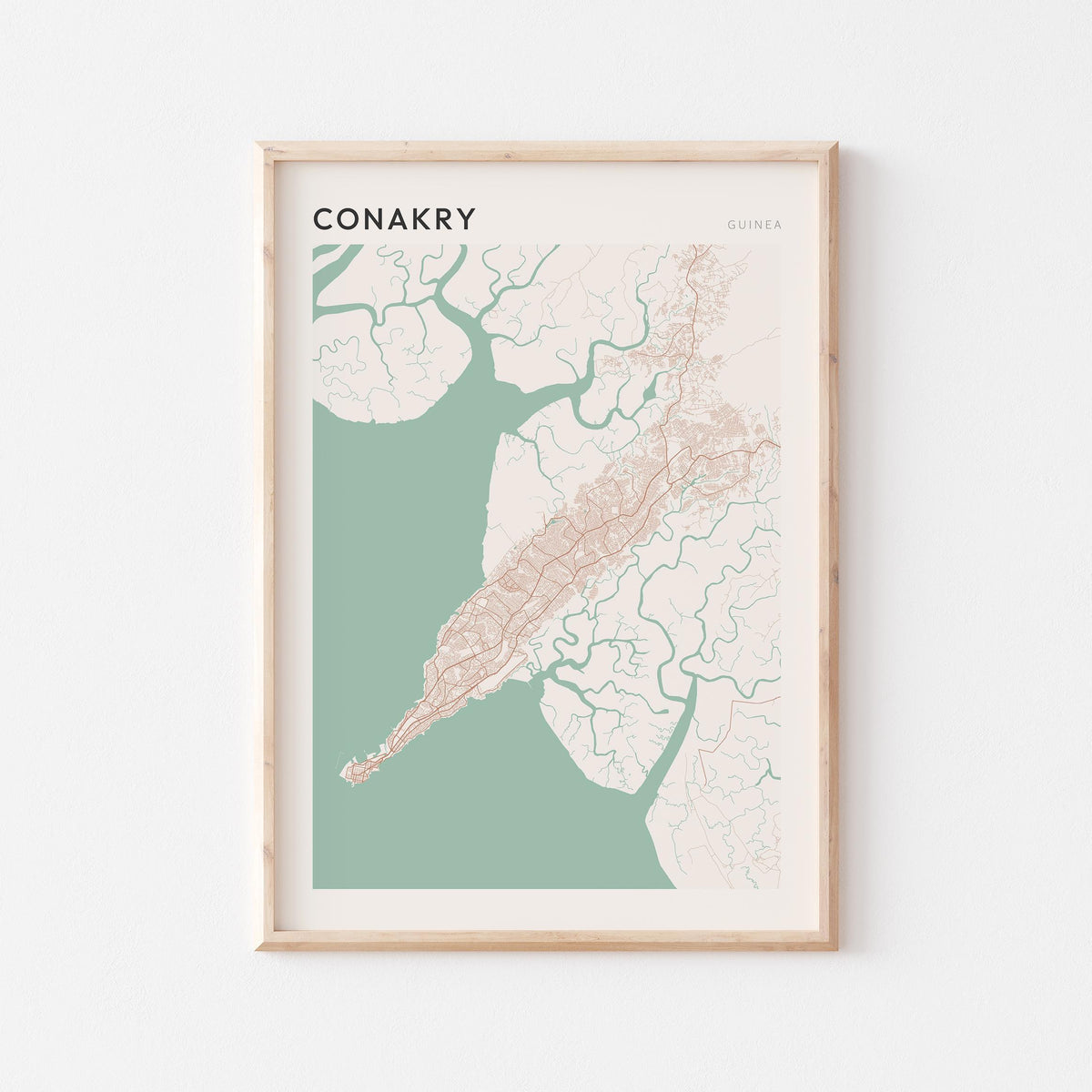 conakry, guinea map poster - image 1
