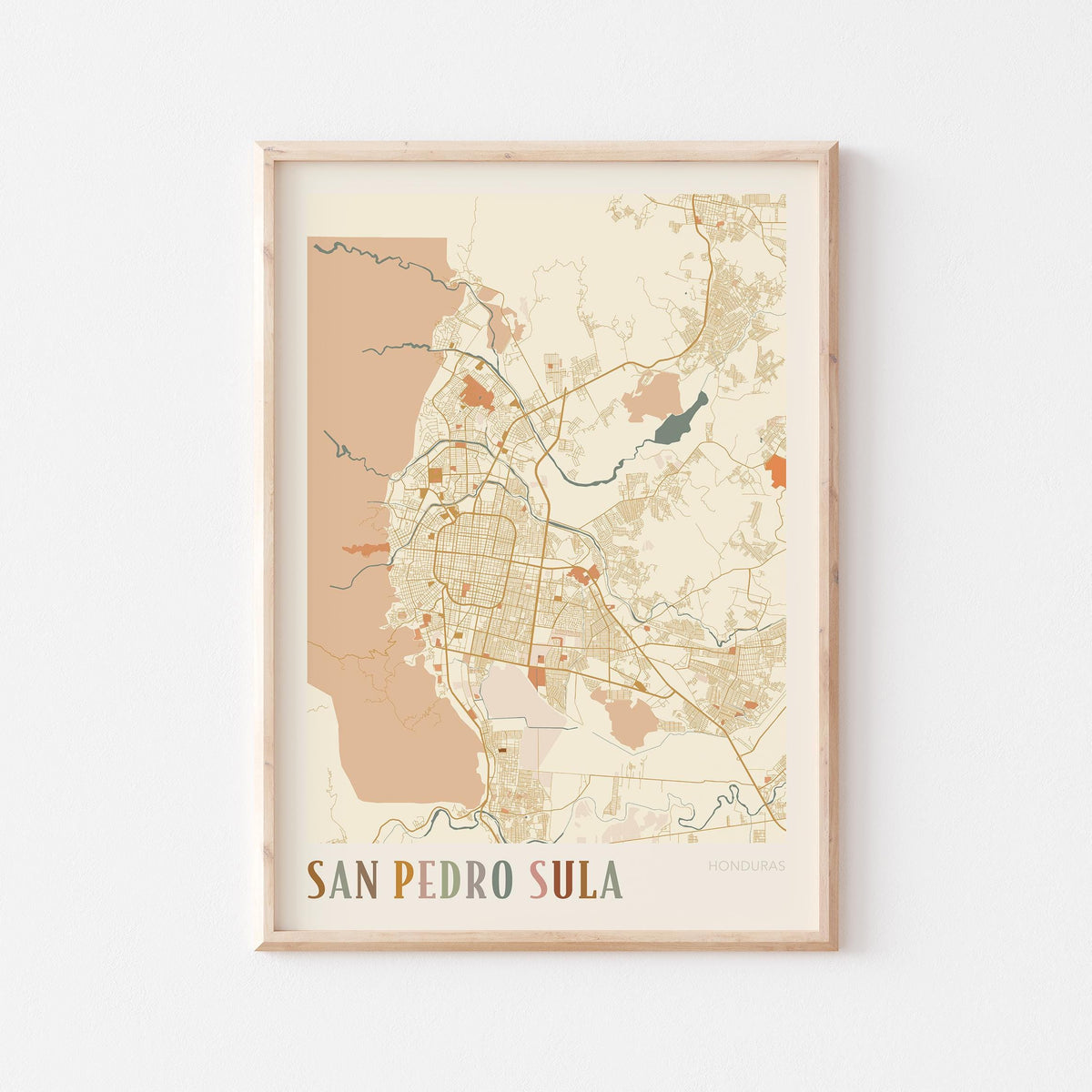 san pedro sula, honduras map poster - image 1