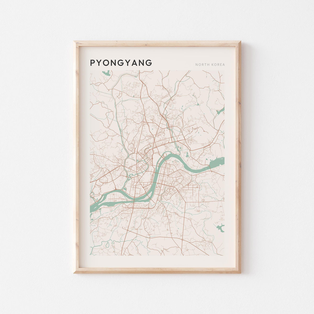 pyongyang, north korea map poster - image 1
