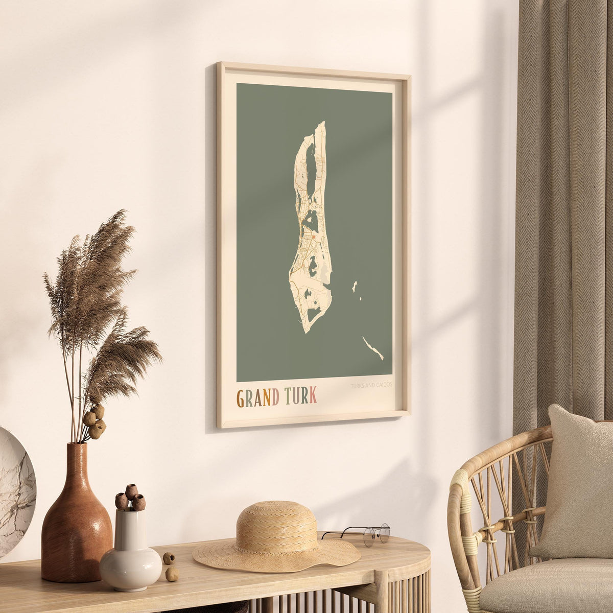 grand turk, turks and caicos map poster - image 2