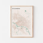 n'djamena, chad map poster - image 1