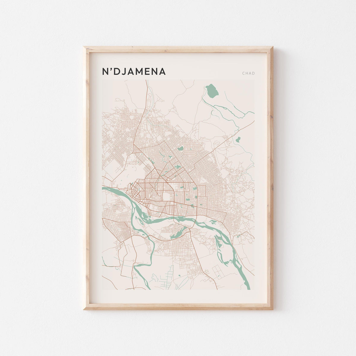 n'djamena, chad map poster - image 1