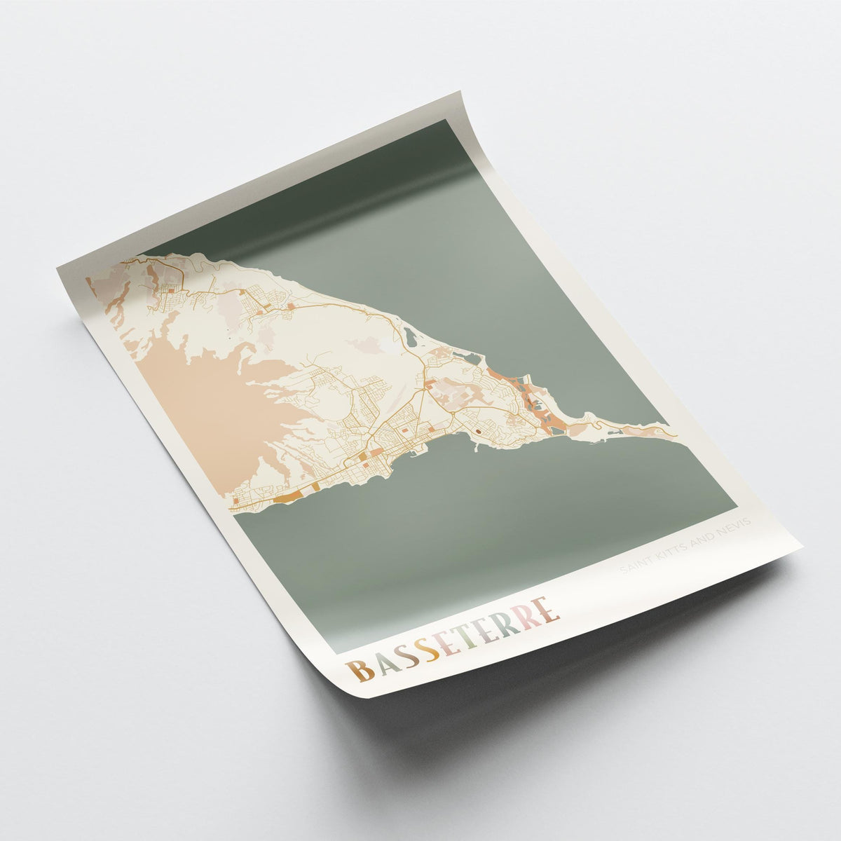 basseterre, saint kitts and nevis map poster - image 4