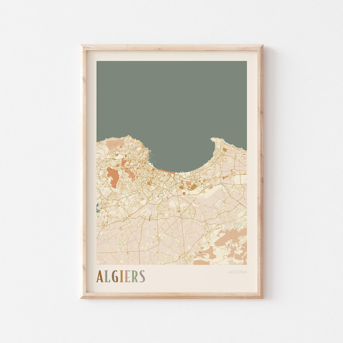 algiers, algeria map poster - image 1