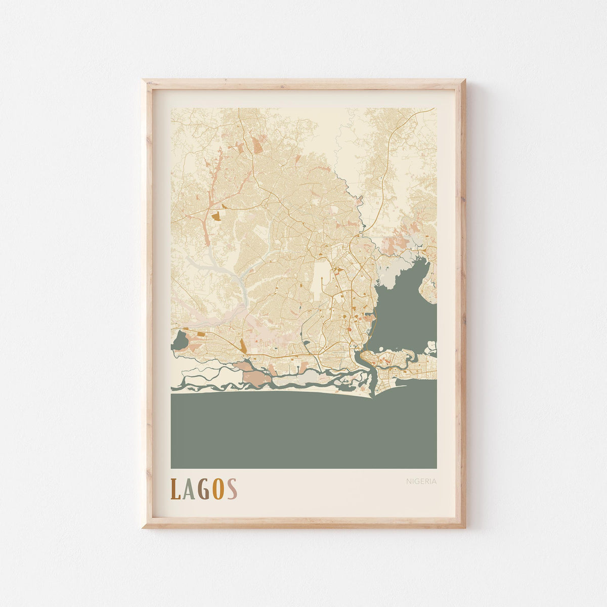 lagos, nigeria map poster - image 1