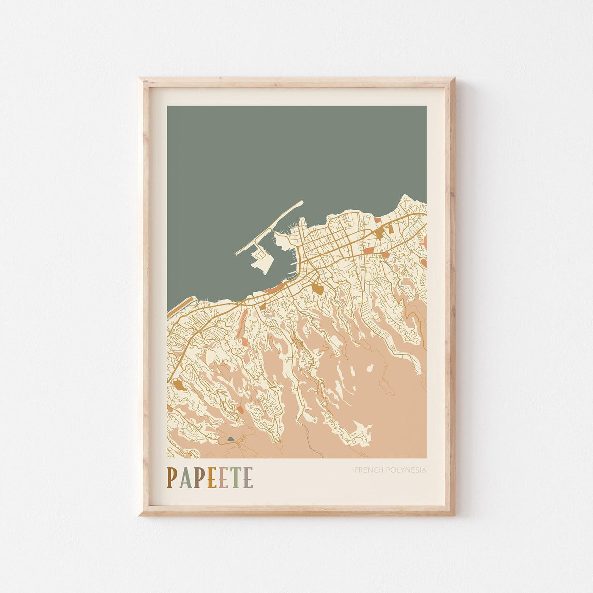 papeete, french polynesia map poster - image 1
