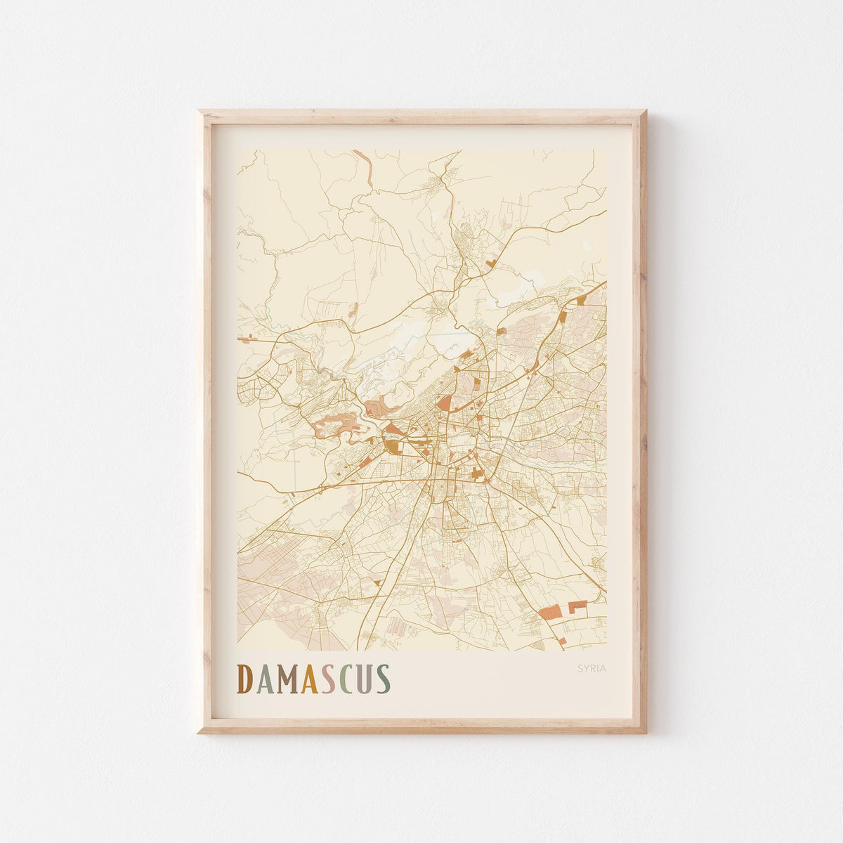 damascus, syria map poster - image 1