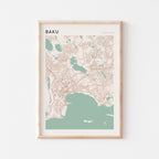 baku, azerbaijan map poster - image 1