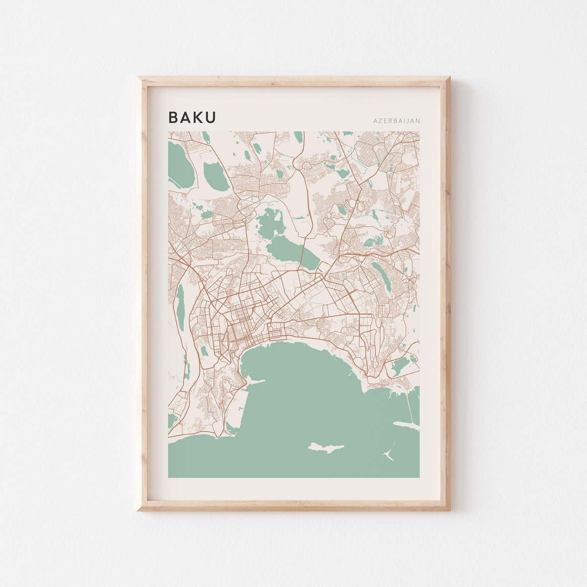 baku, azerbaijan map poster - image 1