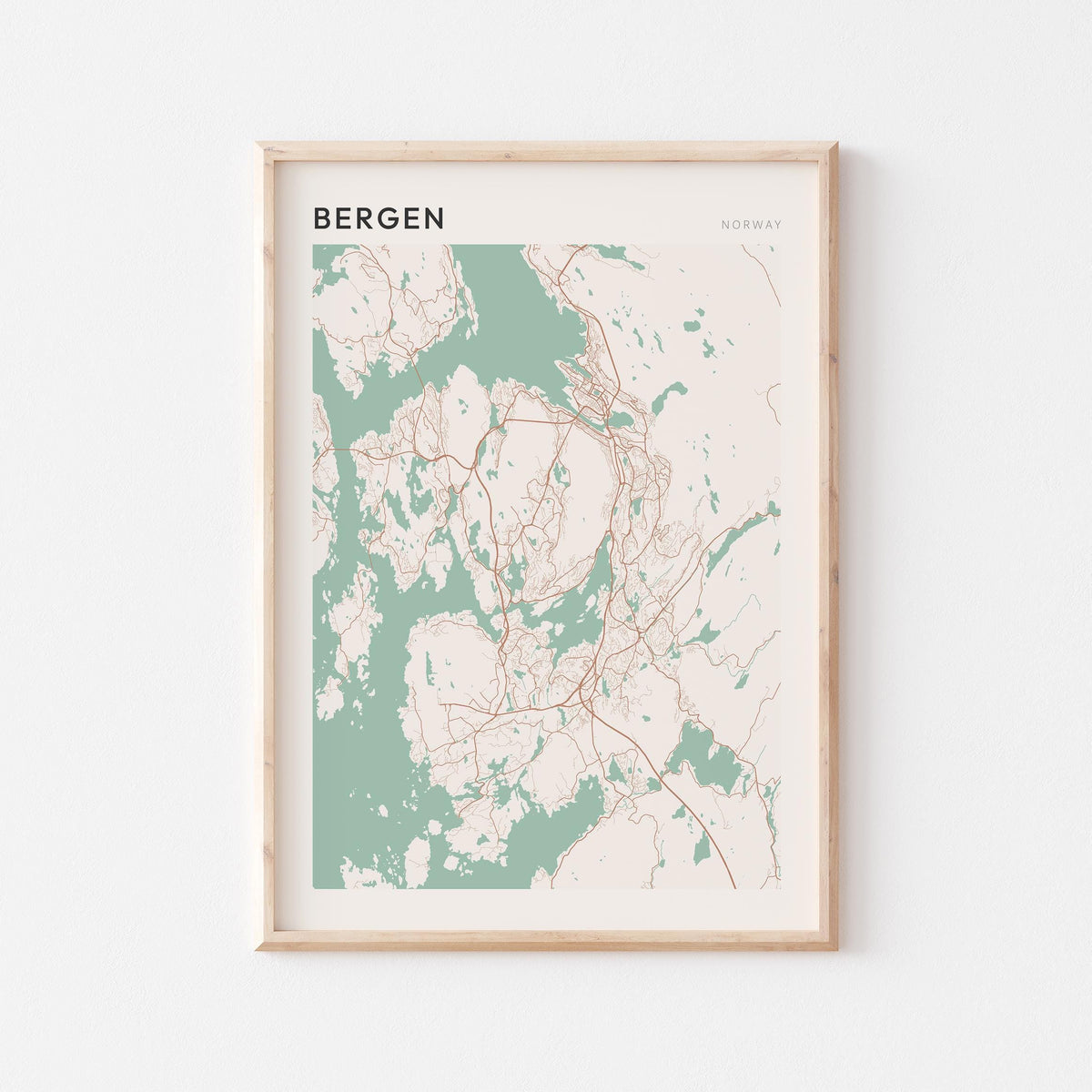 bergen norway map poster - image 1
