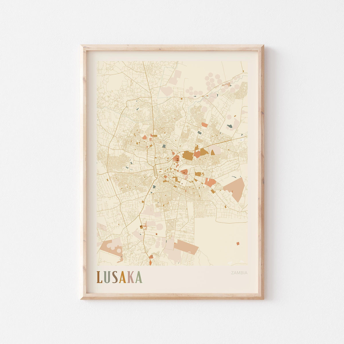 lusaka, zambia map poster - image 1