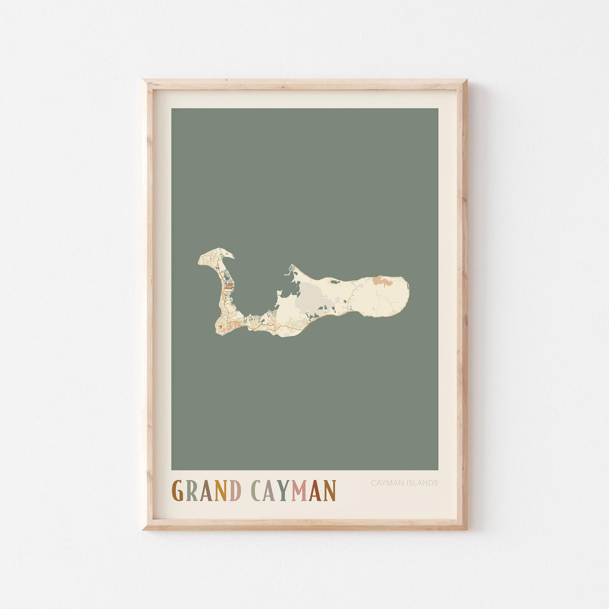 grand cayman, cayman islands map poster - image 1