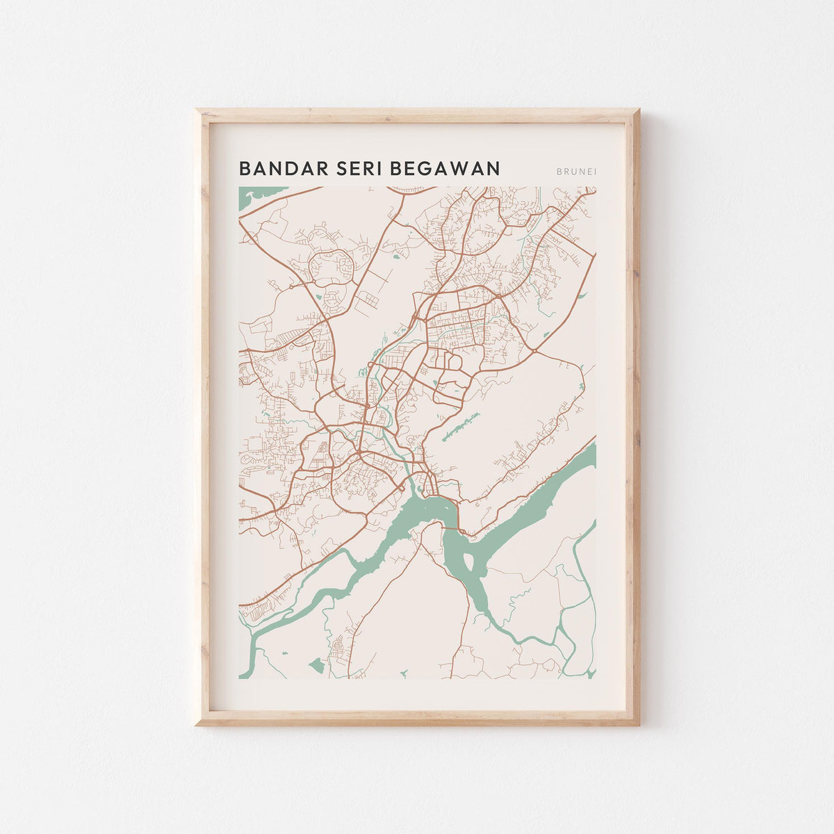 bandar seri begawan, brunei map poster - image 1