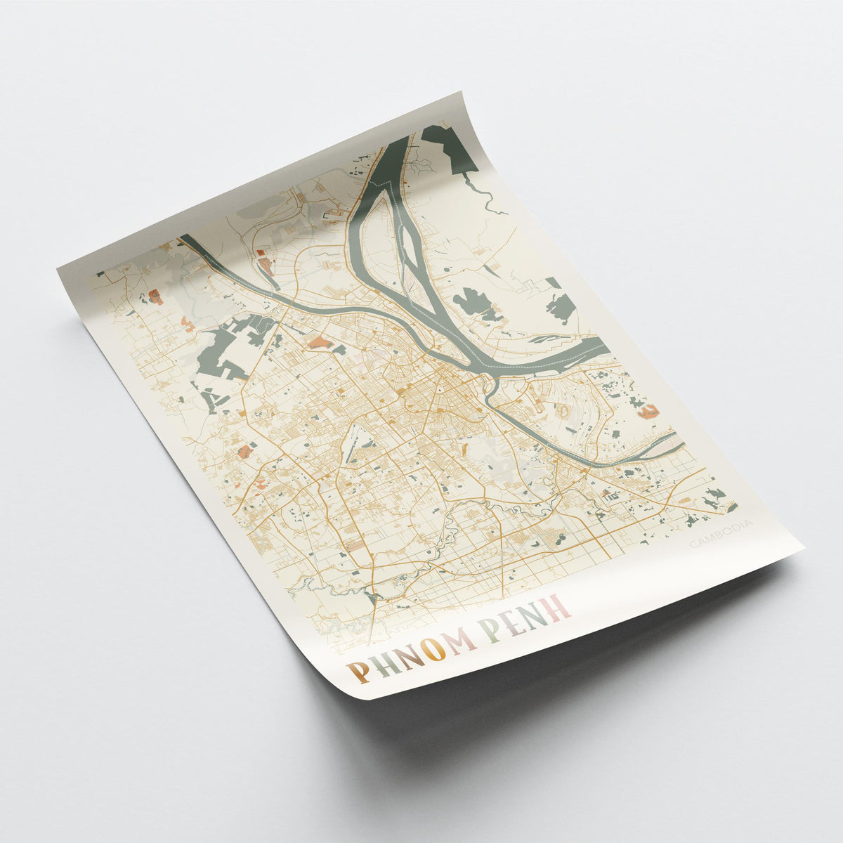 phnom penh, cambodia map poster - image 4