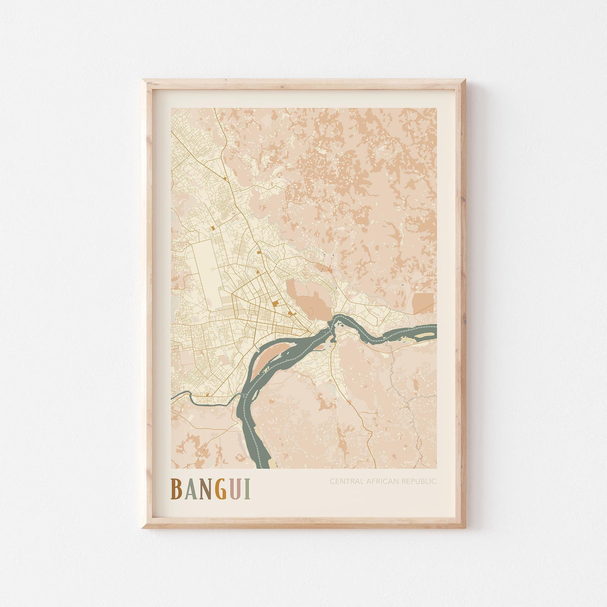 bangui, central african republic map poster - image 1