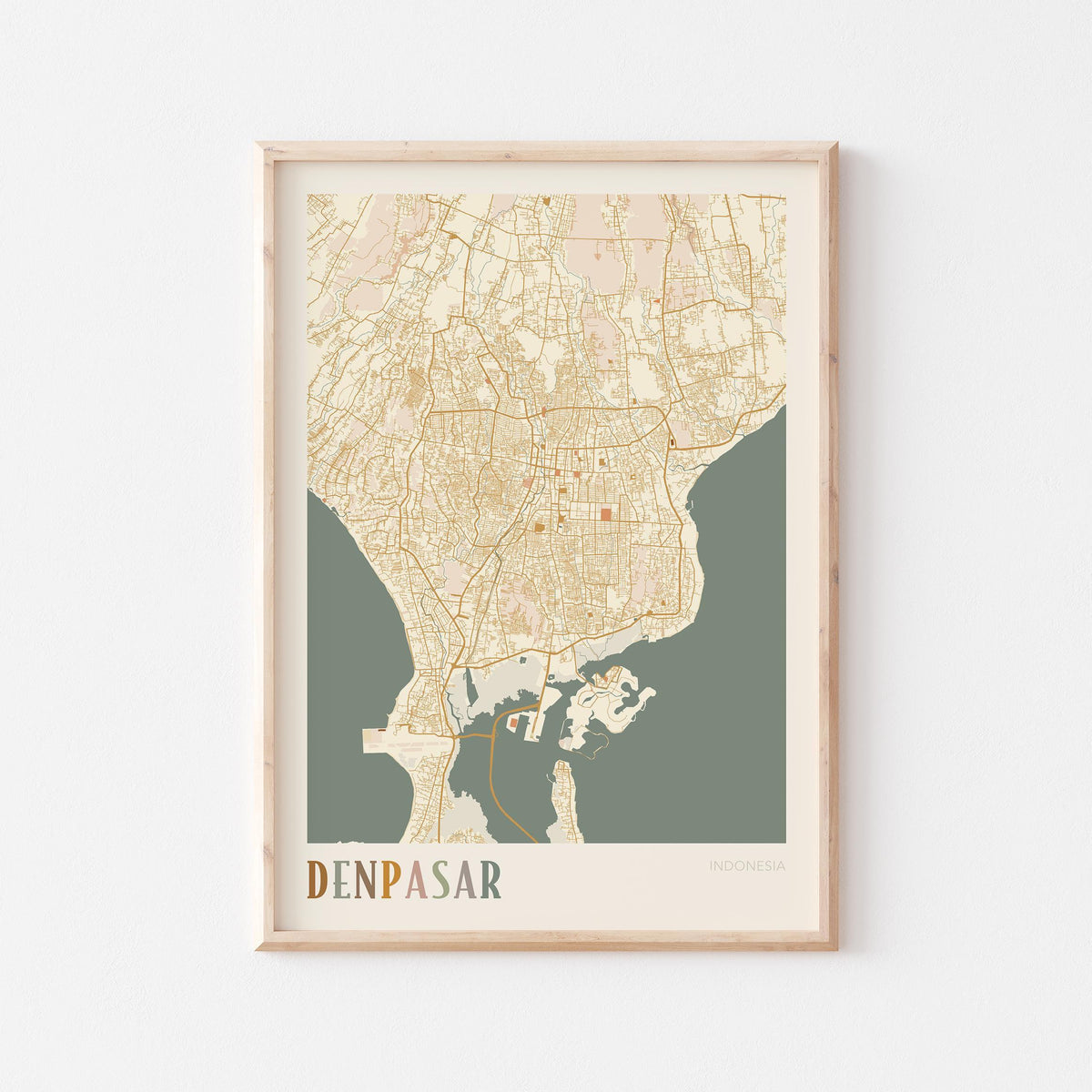 denpasar, indonesia map poster - image 1