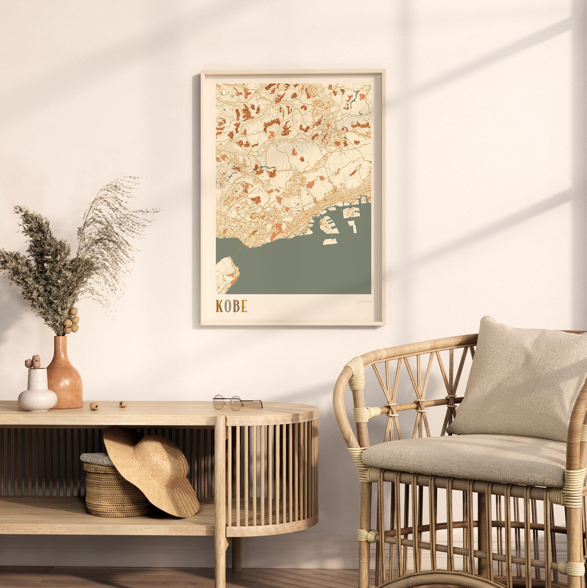 kobe, japan map poster - image 3