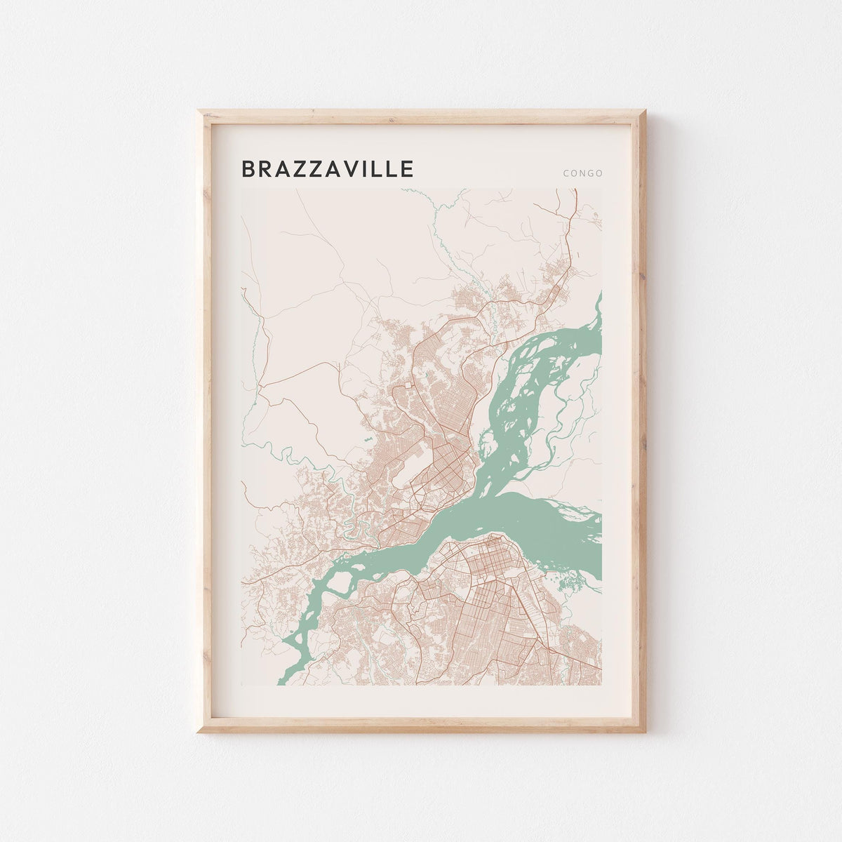 brazzaville, congo map poster - image 1