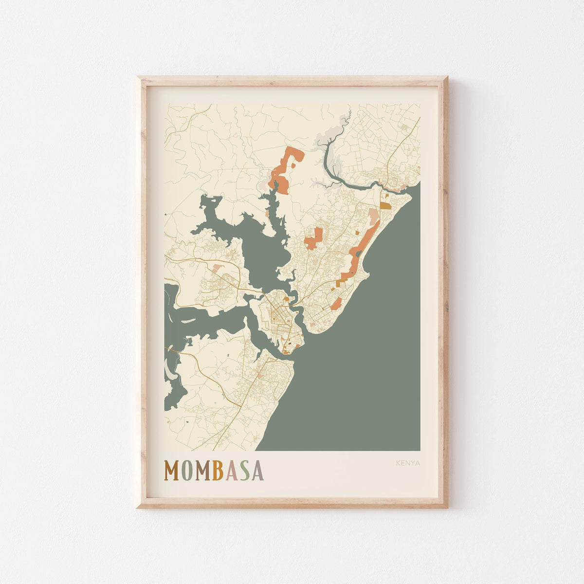 mombasa, kenya map poster - image 1