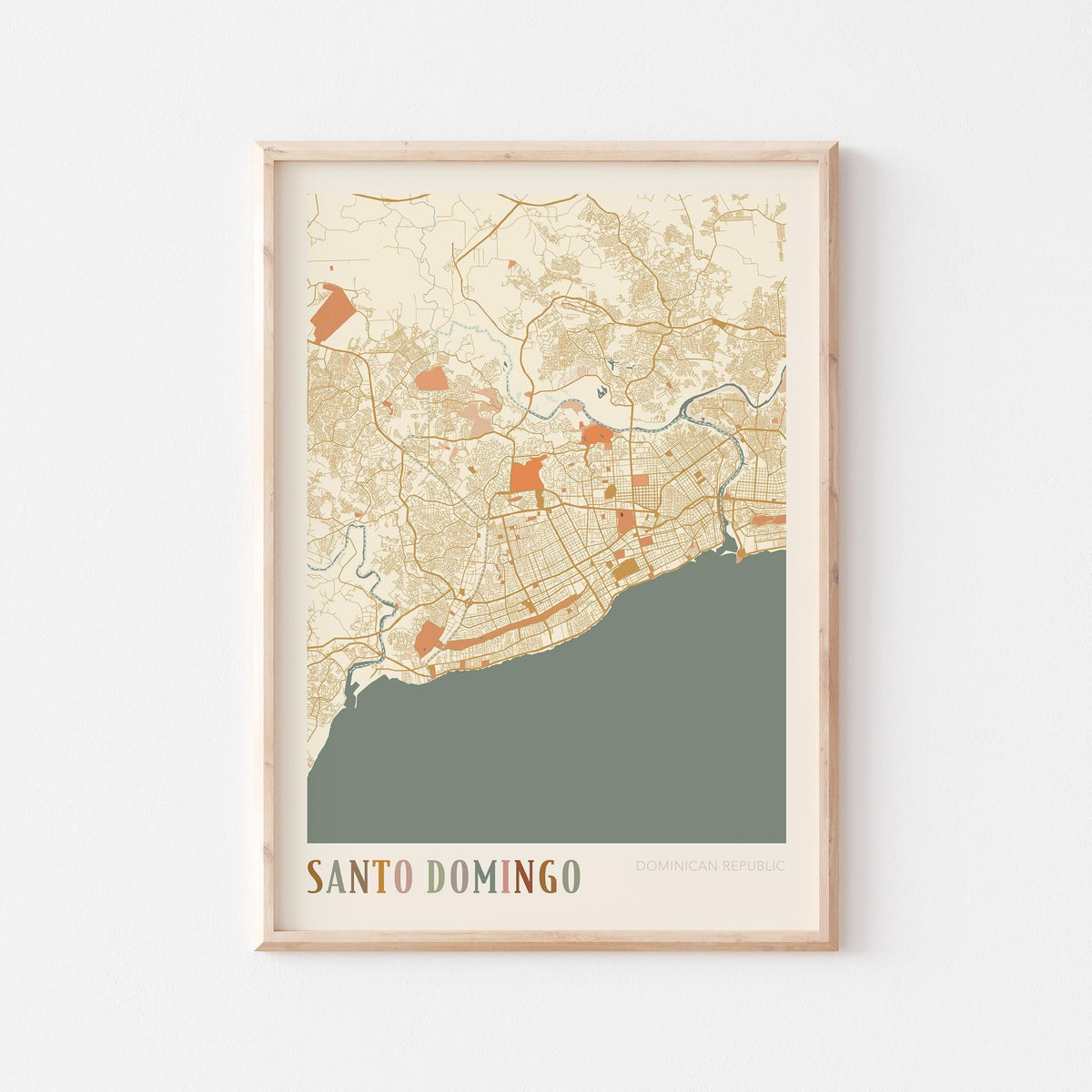 santo domingo, dominican republic map poster - image 1