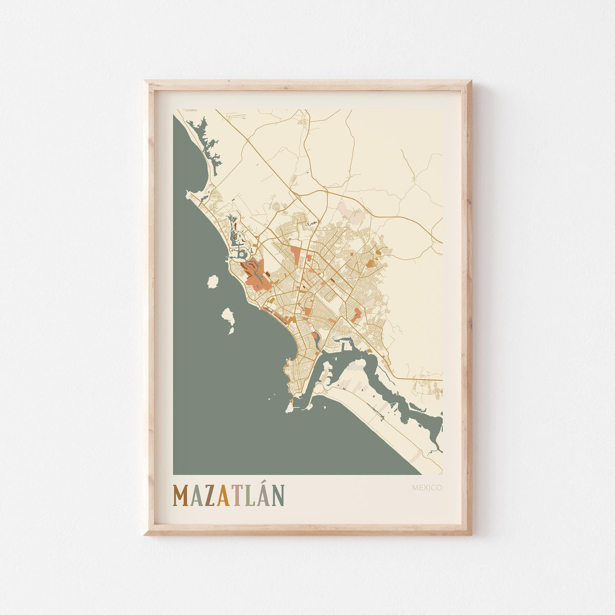 mazatlan, mexico map poster - image 1