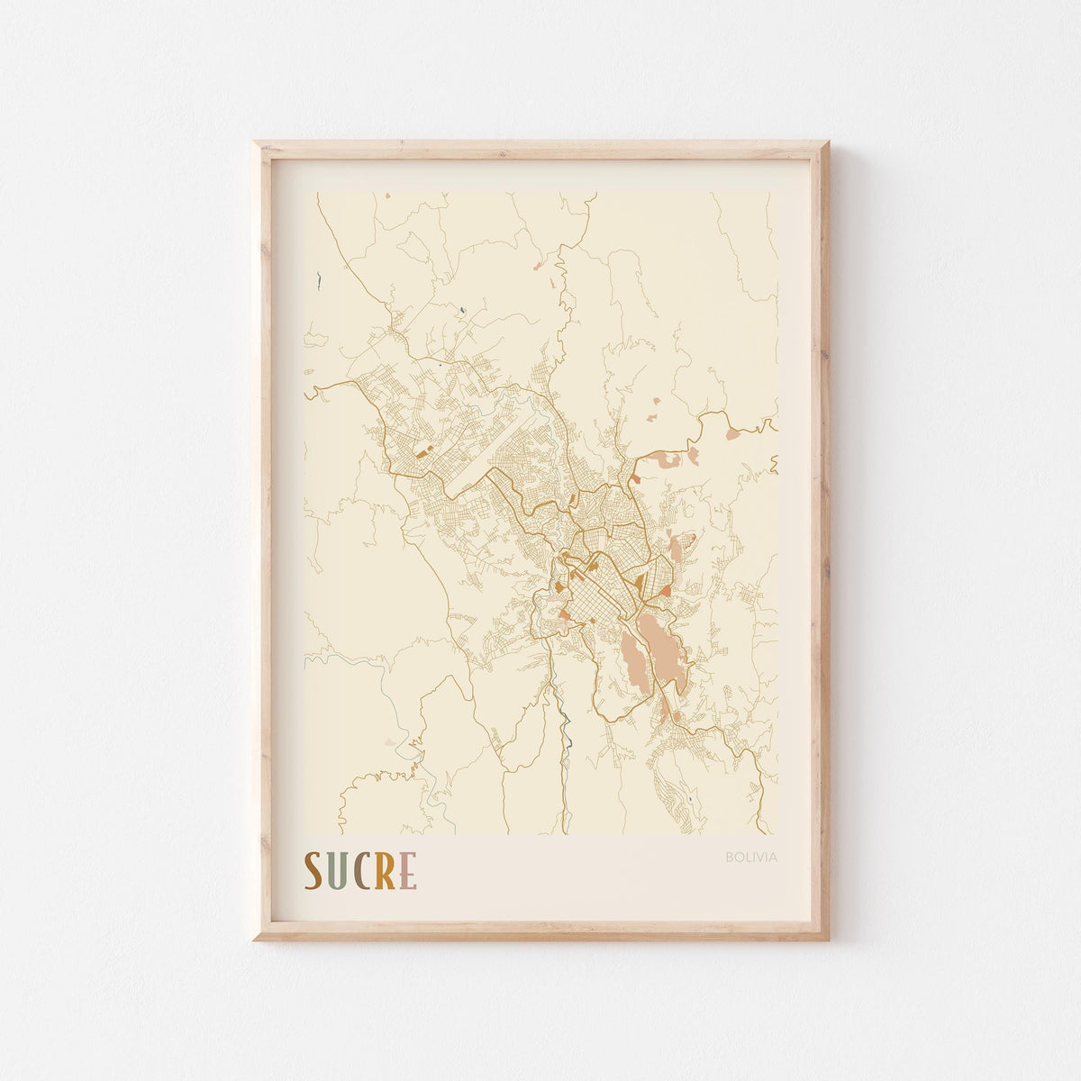 sucre, bolivia map poster - image 1