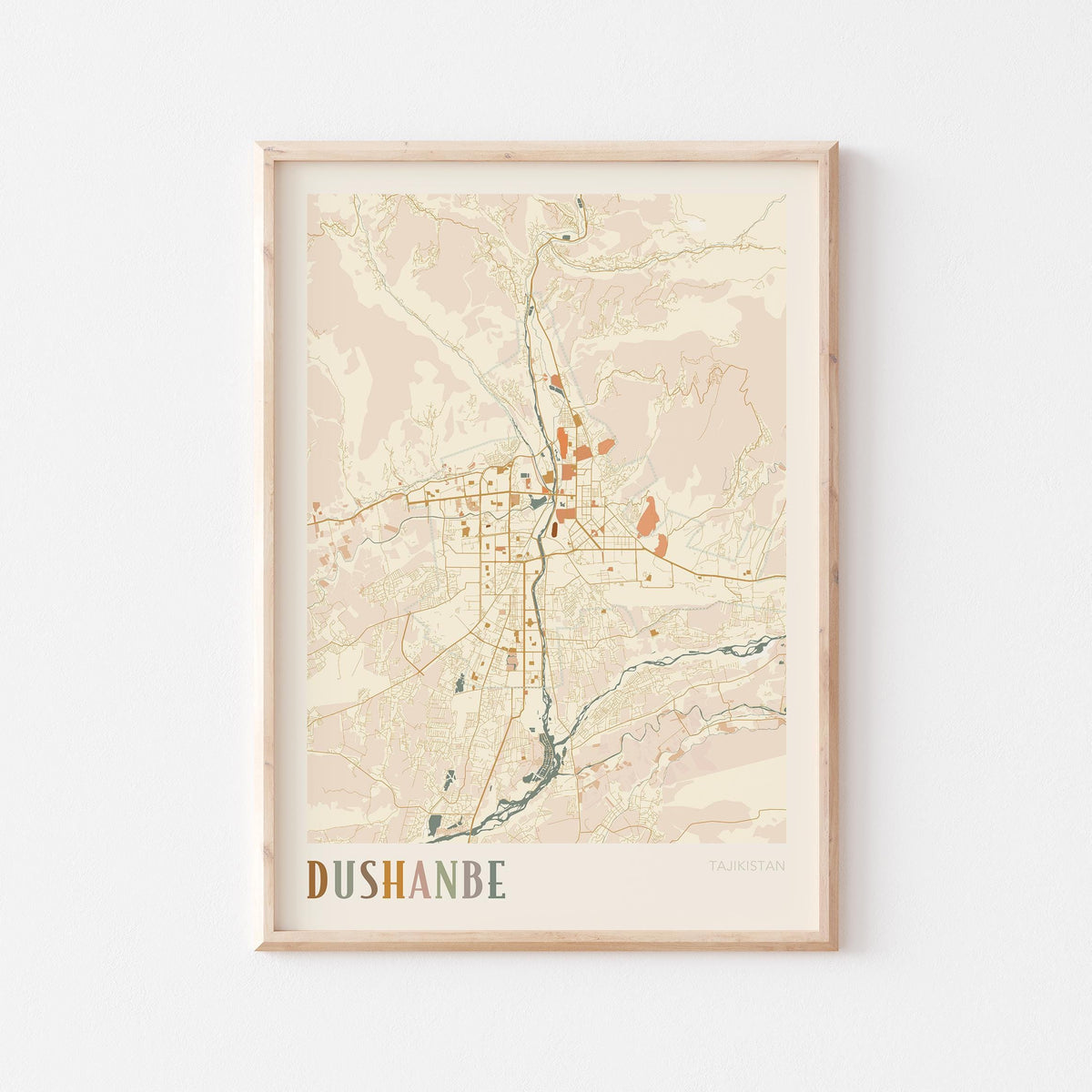 dushanbe, tajikistan map poster - image 1