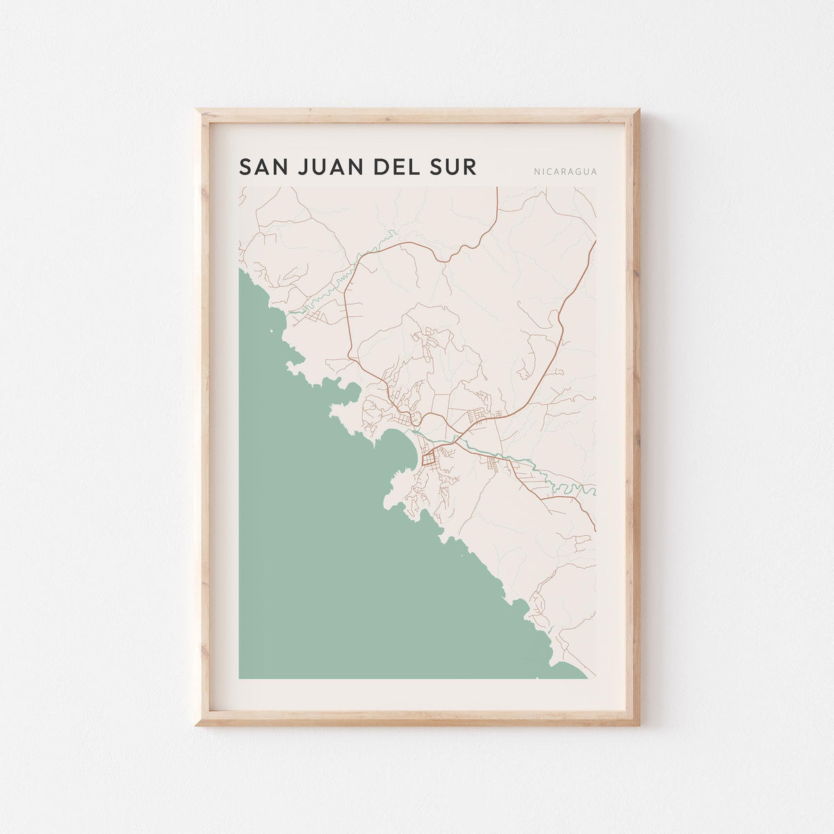 san juan del sur, nicaragua map poster - image 1