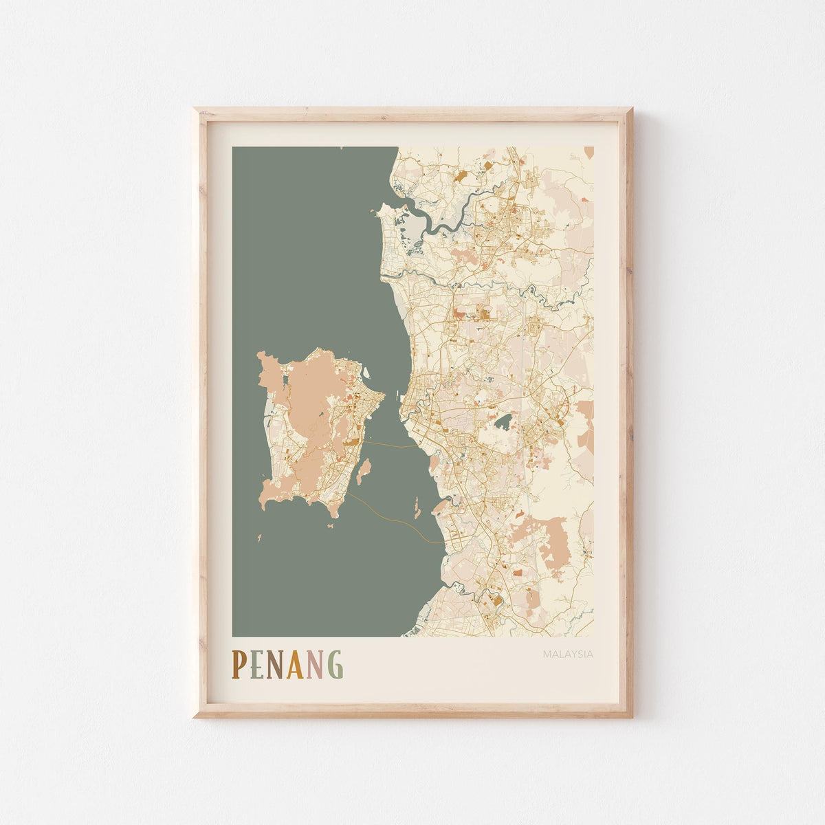 penang, malaysia map poster - image 1