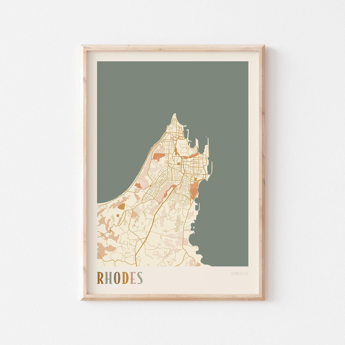 rhodes greece map poster - image 1