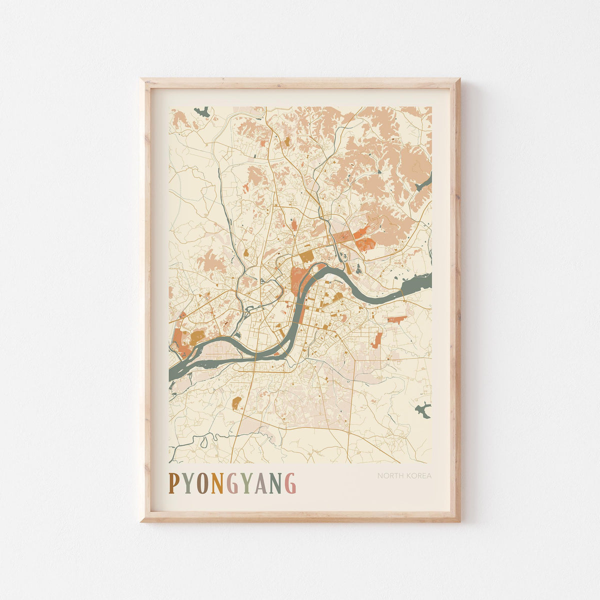 pyongyang, north korea map poster - image 1